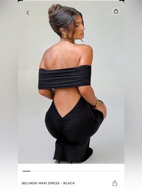 Belinda Black Off-Shoulder Backless Maxi Dress